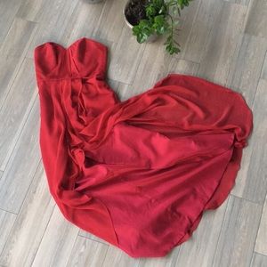 Long Sheer Red Dress